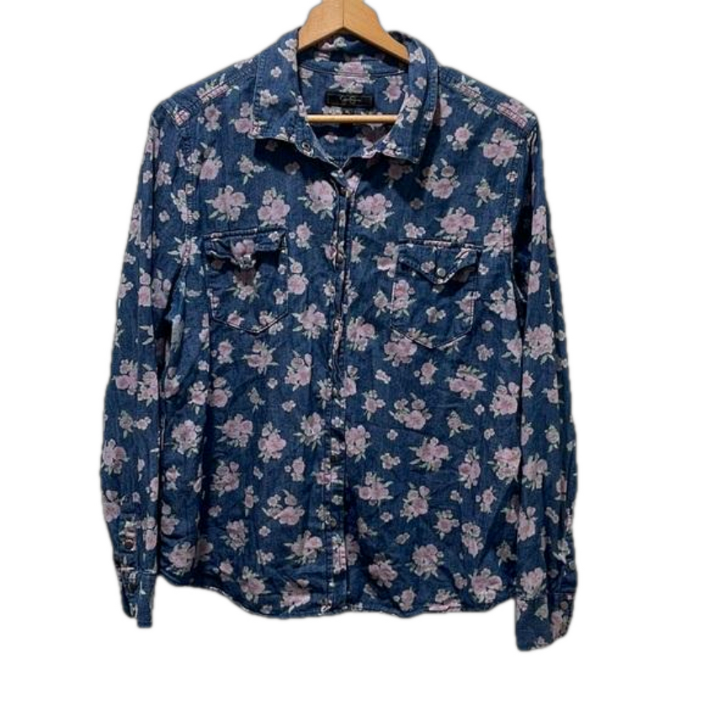 Jessica Simpson blue  flower top size XL GUC
